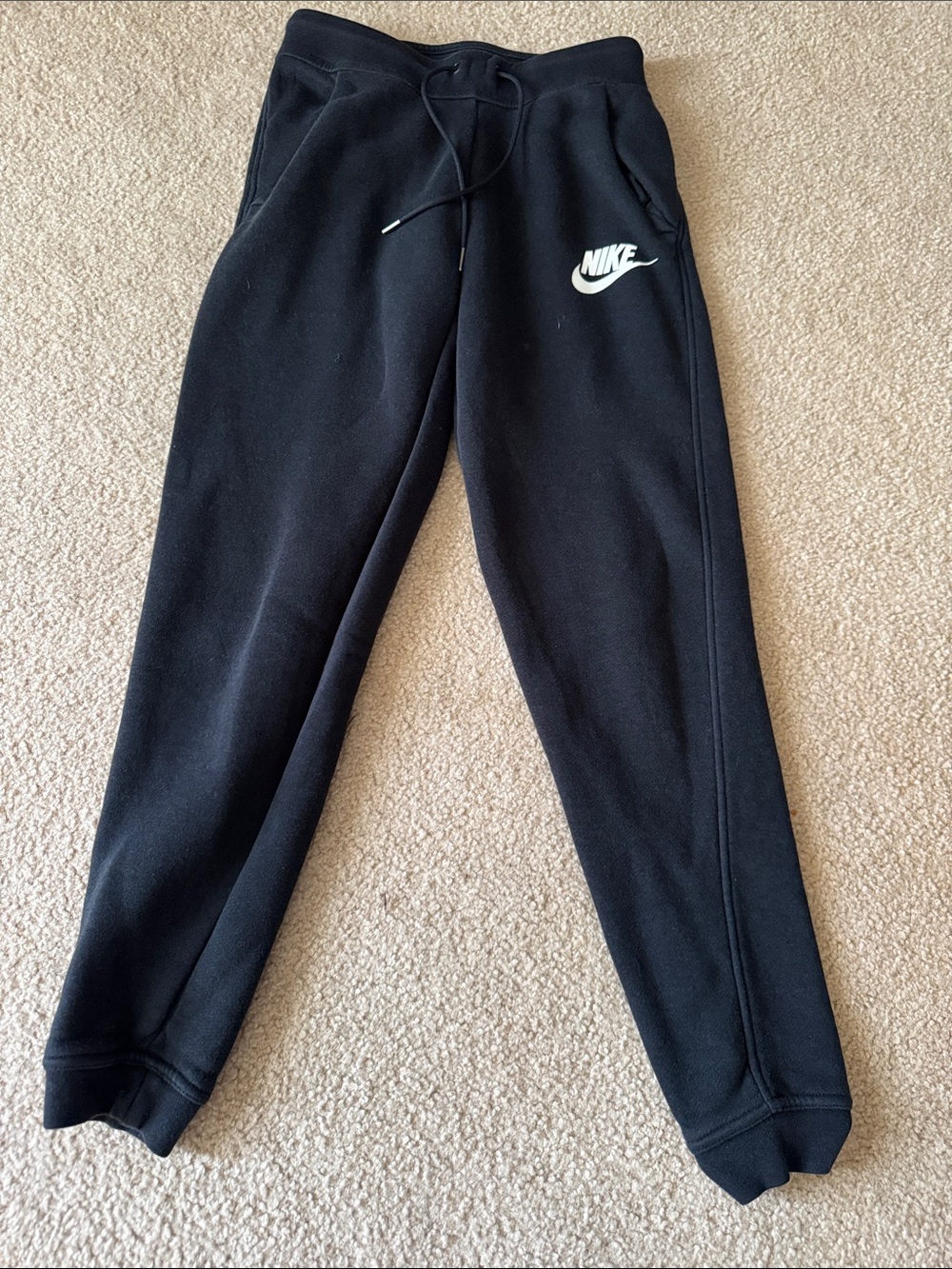 Nike Black Kids Fleece Joggers with White Swoosh